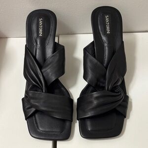 Women's Black Knotted Mules